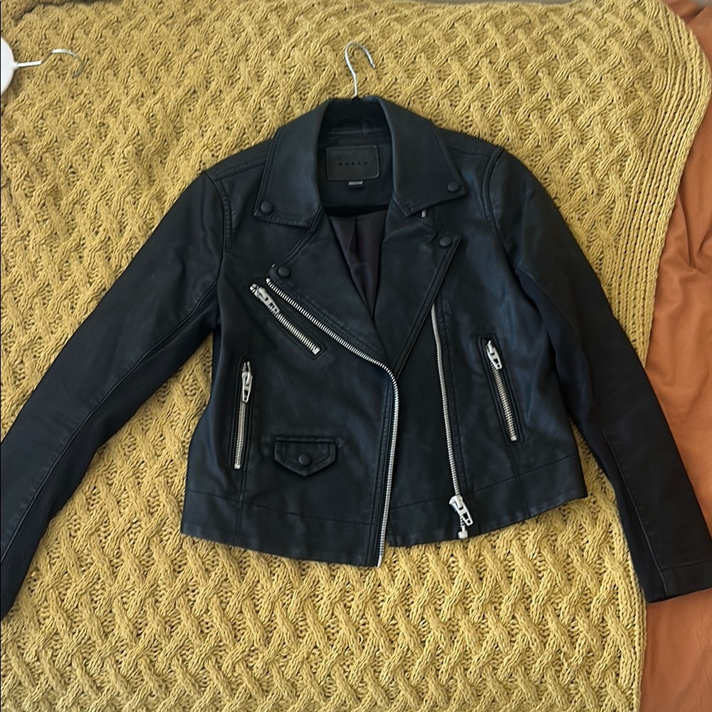 Blank NYC Black Faux Leather Moto Jacket Asymmetrical Zipper